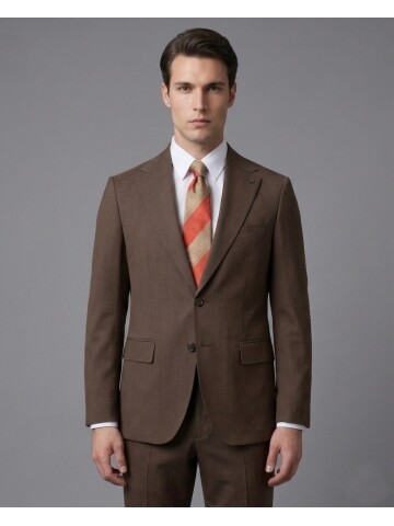 Brown Mono-Lace Two-Button Slim Fit Suit