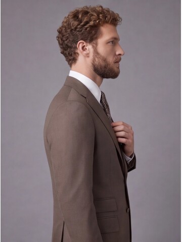 Brown Slim-Fit 2-Button Suit with Notch Lapel