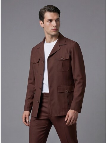 Terra-cotta Comfort Fit Unlined Safari Sport Suit