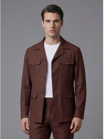 Terra-cotta Comfort Fit Unlined Safari Sport Suit