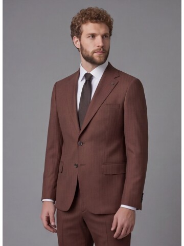 Terracotta Notch Lapel Comfort Fit Suit