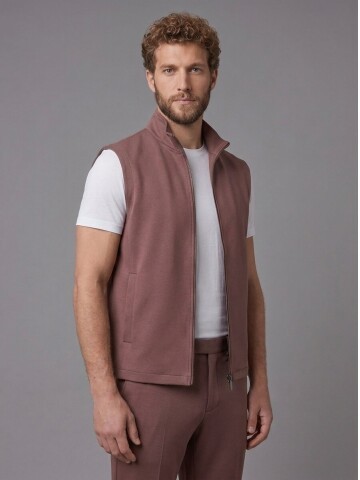 Kiremit Rengi Gömlek Yaka Fermuarlı Comfort Fit Spor Takım Elbise