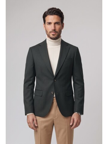 Dark Grey Peak Lapel Comfort Fit Jacket