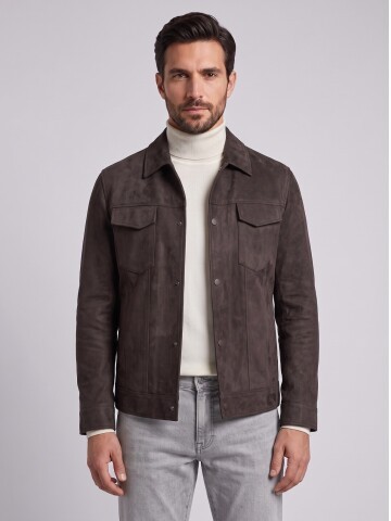 Dark Brown Shirt Collar Jacket