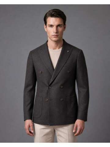 Dark Brown Double Breasted Blazer