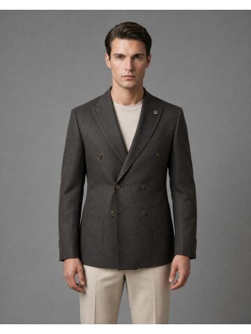 Dark Brown Double Breasted Blazer
