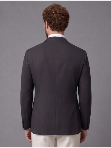 Koyu Kahverengi Kruvaze Ceket Bej Pantolon Kombinli Slim Fit Takım Elbise