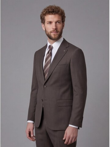 Dark Brown Notch Lapel Comfort Fit Suit