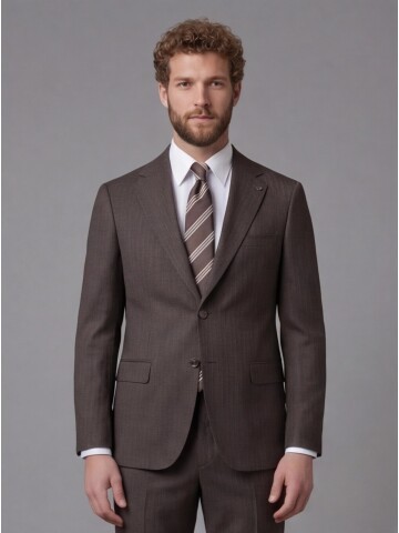 Dark Brown Notch Lapel Comfort Fit Suit