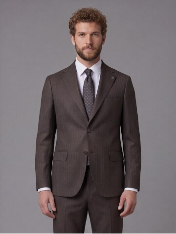 Dark Brown Notch Lapel Comfort Fit Suit