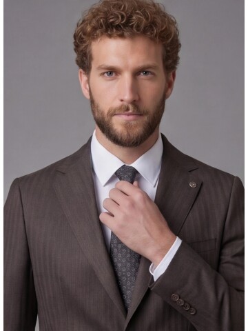 Dark Brown Notch Lapel Comfort Fit Suit
