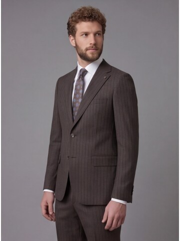 Dark Brown Notch Lapel Comfort Fit Suit