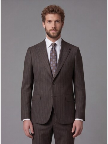 Dark Brown Notch Lapel Comfort Fit Suit