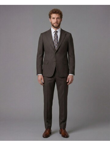 Dark Brown Notch Lapel Comfort Fit Suit