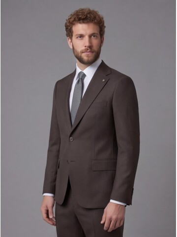 Dark Brown Notch Lapel Comfort Fit Suit