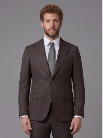 Dark Brown Notch Lapel Comfort Fit Suit
