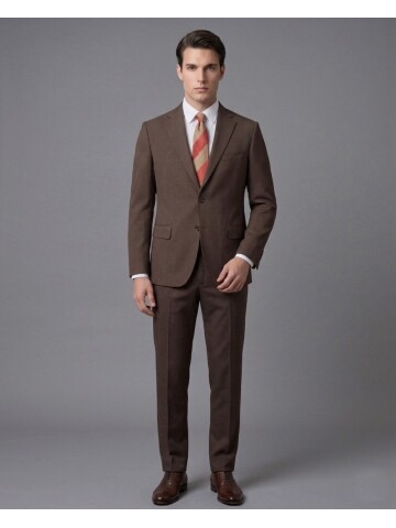 Dark Brown Notch Lapel Comfort Fit Performance Suit