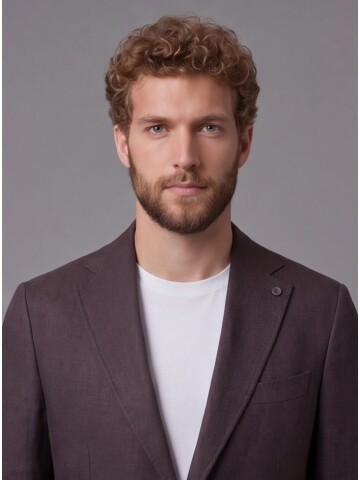 Koyu Kahverengi Mono Yaka Slim Fit Torba Cep 2 Düğme Takım Elbise