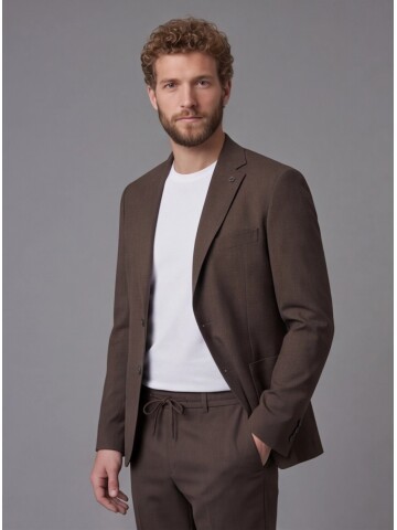 Dark Brown Notch Lapel Comfort Fit Suit with Patch Pockets
