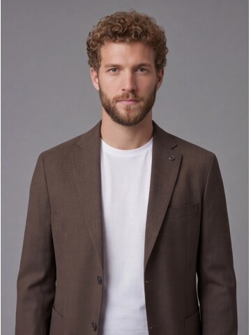 Dark Brown Notch Lapel Comfort Fit Suit with Patch Pockets