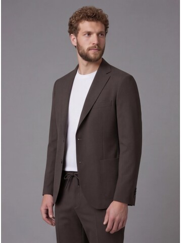 Dark Brown Notch Lapel Comfort Fit Suit with Patch Pockets