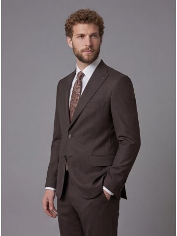 Dark Brown Peak Lapel Comfort Fit Fully Lined Suit