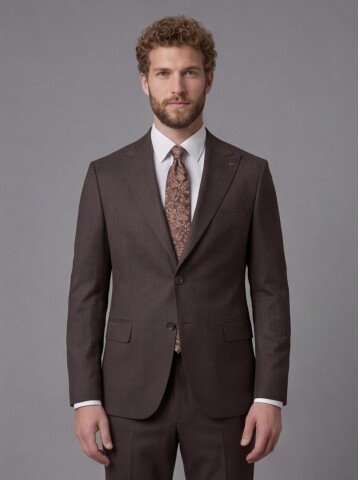 Dark Brown Peak Lapel Comfort Fit Fully Lined Suit