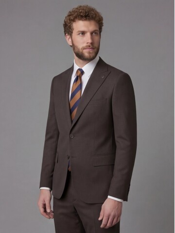 Dark Brown Peak Lapel Comfort Fit Fully Lined Suit