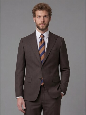Dark Brown Peak Lapel Comfort Fit Fully Lined Suit