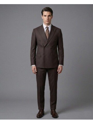 Dark Brown Peak Lapel Double-Breasted Suit