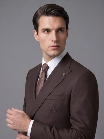 Dark Brown Peak Lapel Double-Breasted Suit