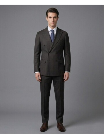 Dark Brown Peak Lapel Double-Breasted Suit