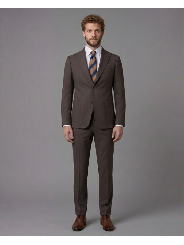 Dark Brown Peak Lapel Slim Fit 2-Button Patch Pocket Suit
