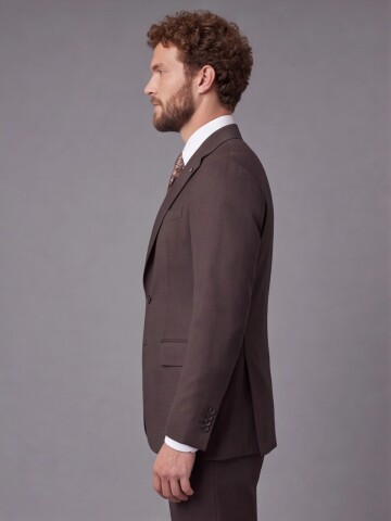 Dark Brown Slim Fit Mono Collar 2-Button Suit