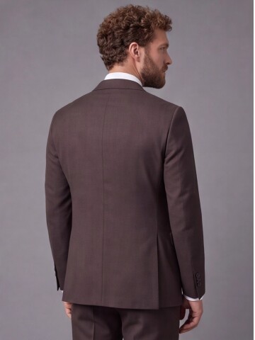 Dark Brown Slim Fit Mono Collar 2-Button Suit