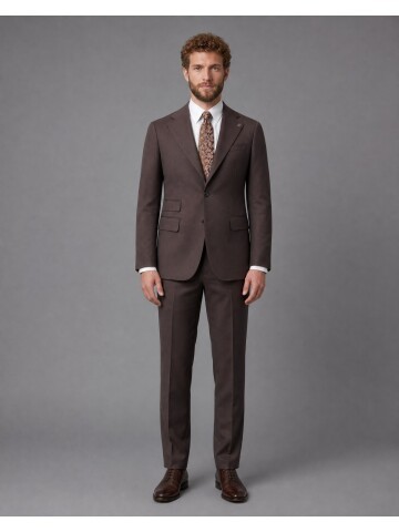 Dark Brown Slim Fit Mono Collar 2-Button Suit