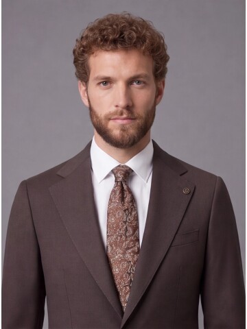 Dark Brown Slim Fit Mono Collar 2-Button Suit
