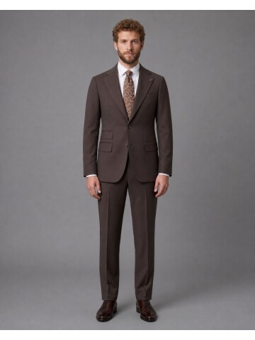 Dark Brown Slim Fit Mono Collar 2-Button Suit