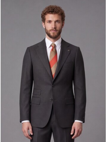 Dark Brown Slim Fit Mono Collar 2-Button Suit