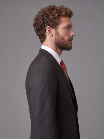 Dark Brown Slim Fit Mono Collar 2-Button Suit