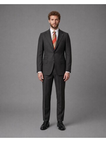 Dark Brown Slim Fit Mono Collar 2-Button Suit