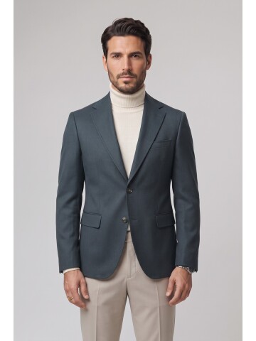 Dark Green Peak Lapel Comfort Fit Jacket