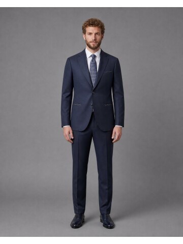 Navy Striped Mono Lapel Suit
