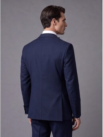 Navy Pinstripe Slim Fit Double Breasted Tuxedo
