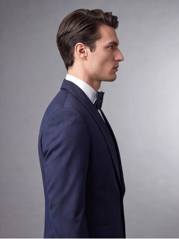 Navy Pinstripe Slim Fit Shawl Lapel One Button Tuxedo
