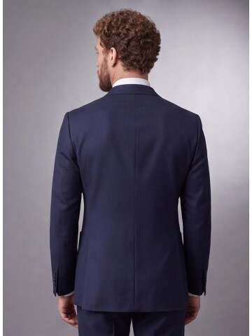 Navy Blue Comfort Fit Double-Breasted Suit