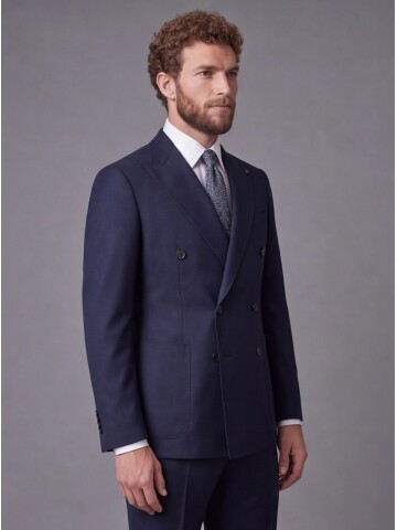 Navy Blue Comfort Fit Double-Breasted Suit