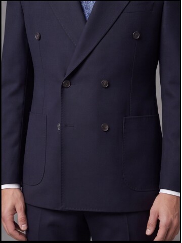 Navy Blue Comfort Fit Double-Breasted Suit
