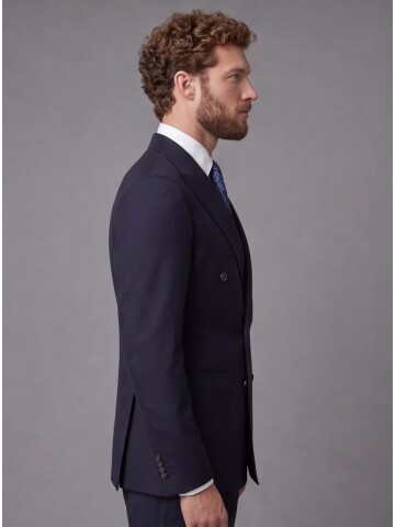 Navy Blue Comfort Fit Double-Breasted Suit