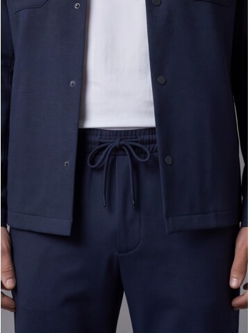 Lacivert Gömlek Yaka Safari Cep Comfort Fit Spor Takım